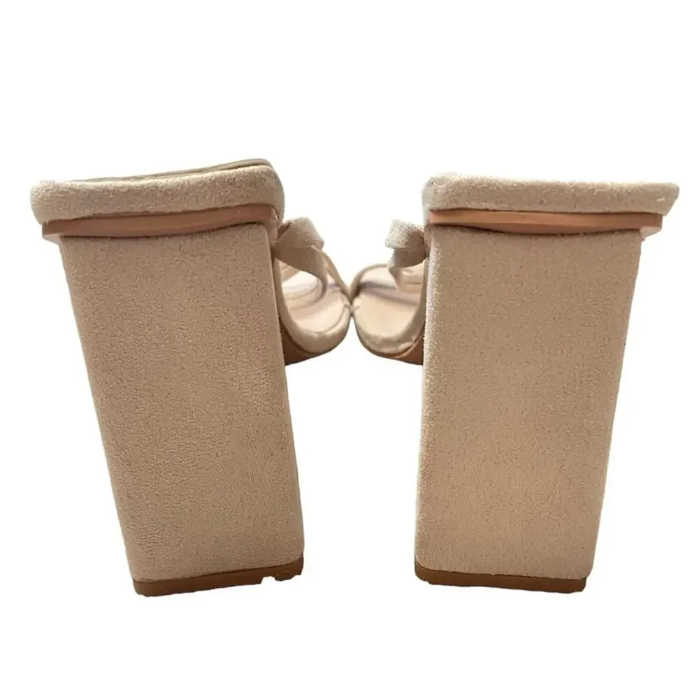 Pretty Little Thing Strappy Square Toe Block Heel Sandals Size 6 New‎